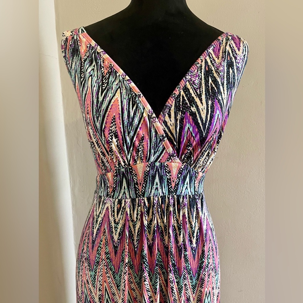 Loveappella Pink and Purple Chevron Maxi Dress - Picture 2 of 5